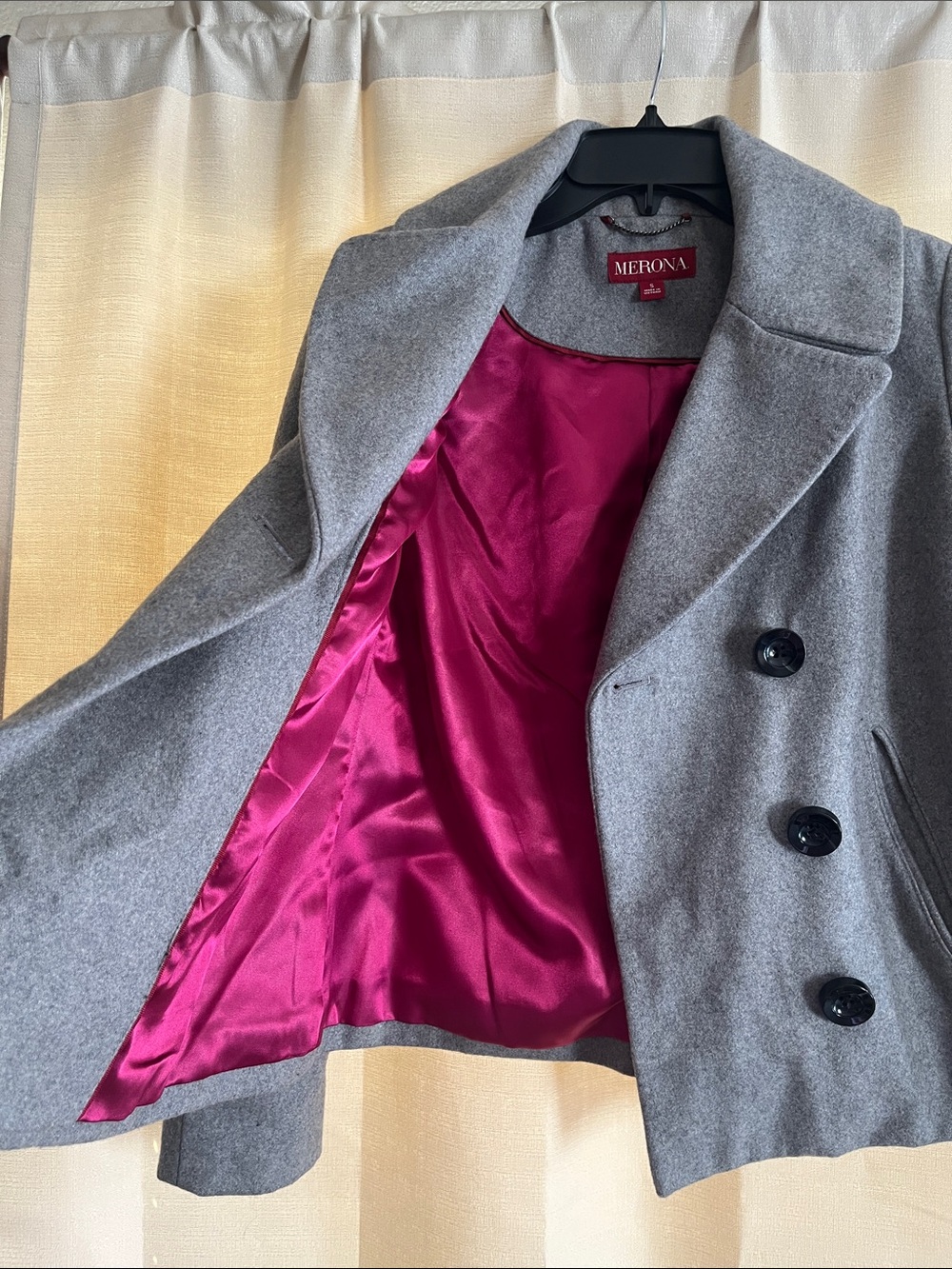 Women’s Merona Charcoal Gray Double-Breasted Pea Coat - Picture 7 of 10